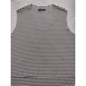 MANGO Basics V Neckline Striped Sleeveless Blouse Top